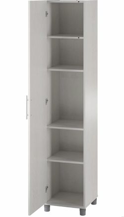Tall Utility Storage Cabinet – Ivory Oak – 74”tall and 16”wide