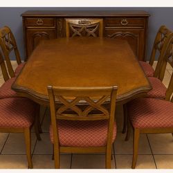 Formal Dining Table and Matching Buffet Seats 8 With 2 Arm Chairs