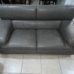 Grey Leather Couch Set