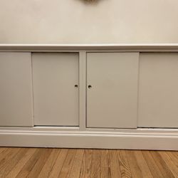 Classic White Wood Credenza With Sliding Doors