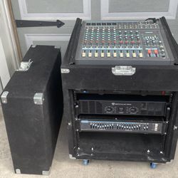 Audio Rack With Amp, Light, Powered Mixer A Heavy Duty Case 