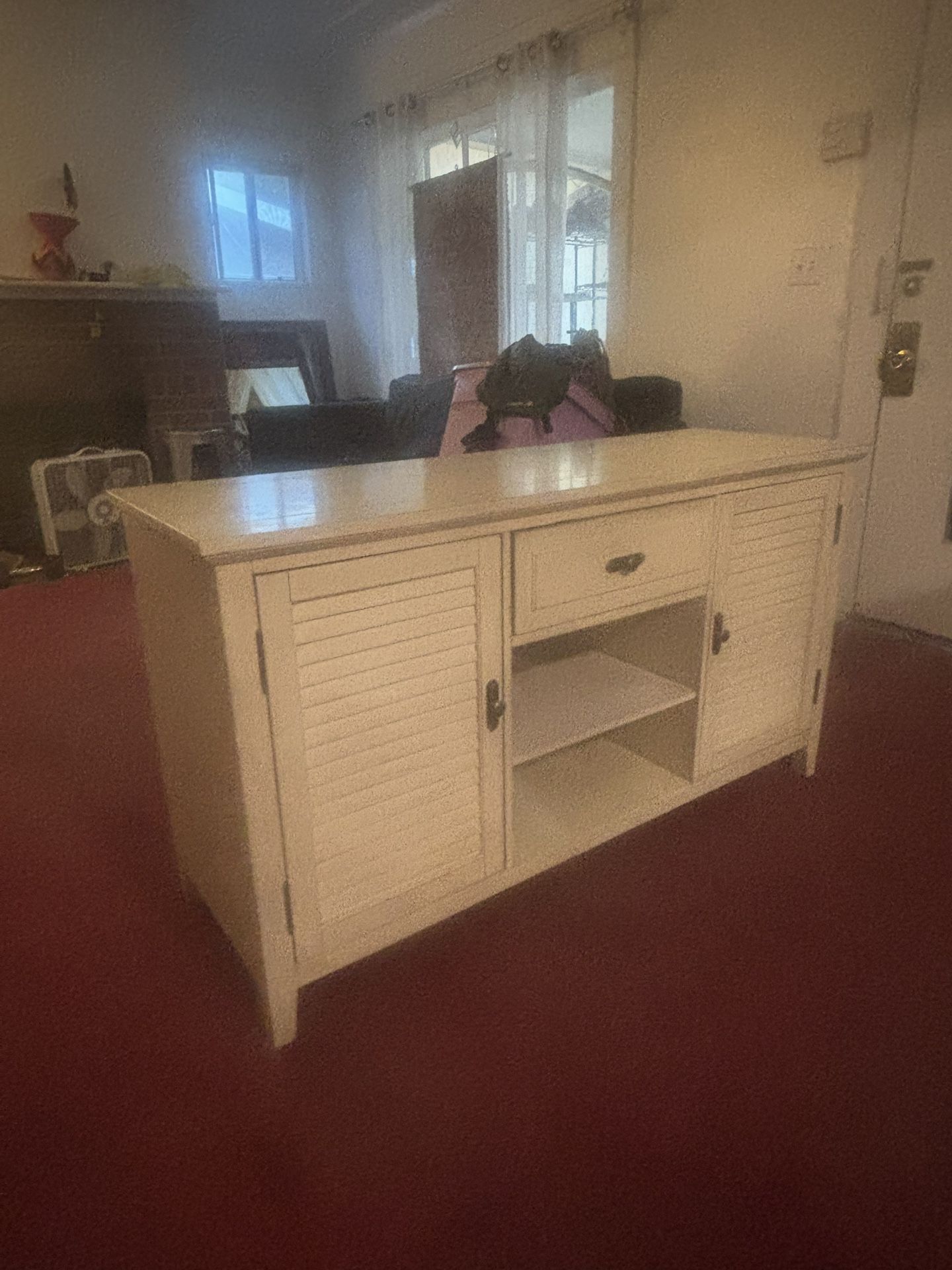 Cream Colored Wooden Entertainment Center – $50 (USC Area)