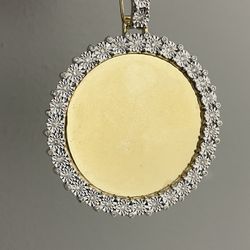 Dije De Porta Retrato En 14k En Diamante Real 