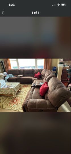 Large Brown Sectional Reclining Couch