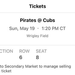 Chicago Cub Ticket For Sale
