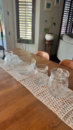 Vintage Cut Crystal Serving Set – 5 Pieces