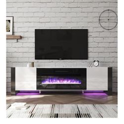 NEW 80" Fireplace TV Stand with 40" Electric Fireplace. $490. 
