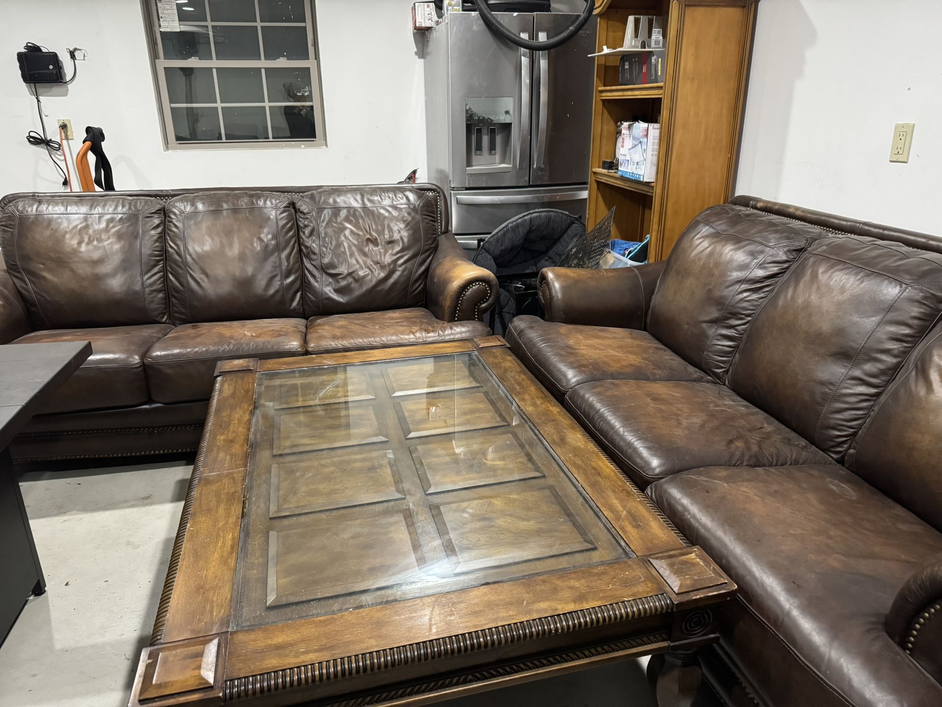 2 Leather Sofas And Big Coffee Table