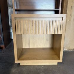 Night Stand Nightstand with Drawer Storage Fluted Bed Side End Table ,Mid Century Bedside Table for Living Room, Bedroom ,Wood color