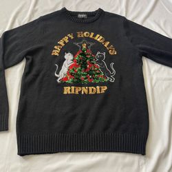 Ripndip Sweater Pullover Sweatshirt Top Apparel Cats Holiday Bling Sequins Large