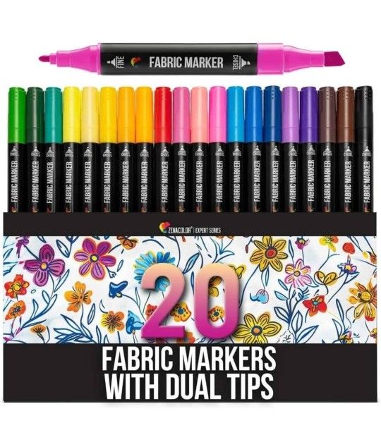 NEW! Zenacolor 20 Fabric Markers with Dual Tips