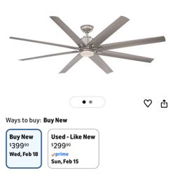 Home Decorators Collection Kensgrove 72 in. Brushed Nickel LED Ceiling Fan - light cover is missed!!