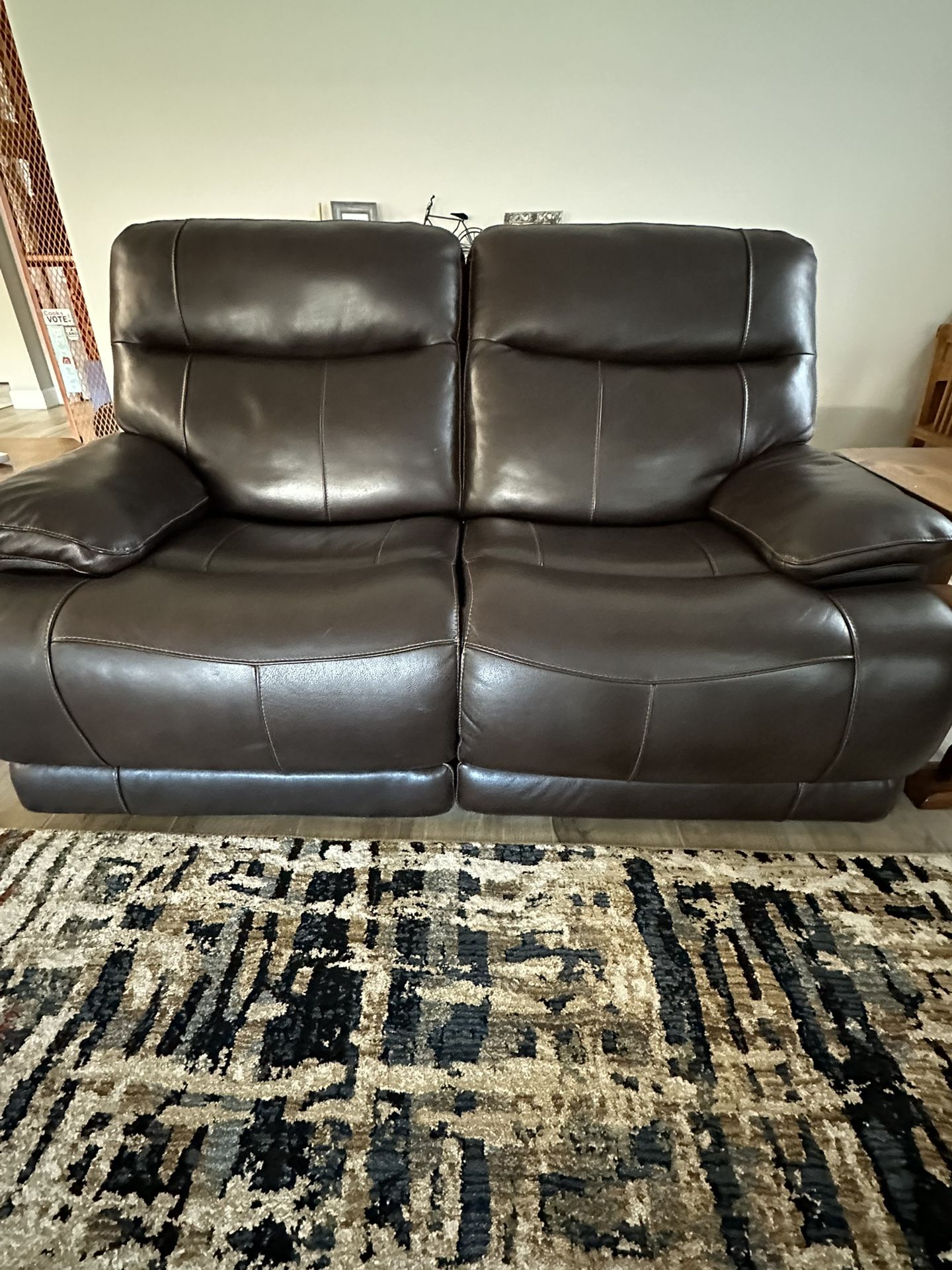 Two Seat Leather Reclining Sofa