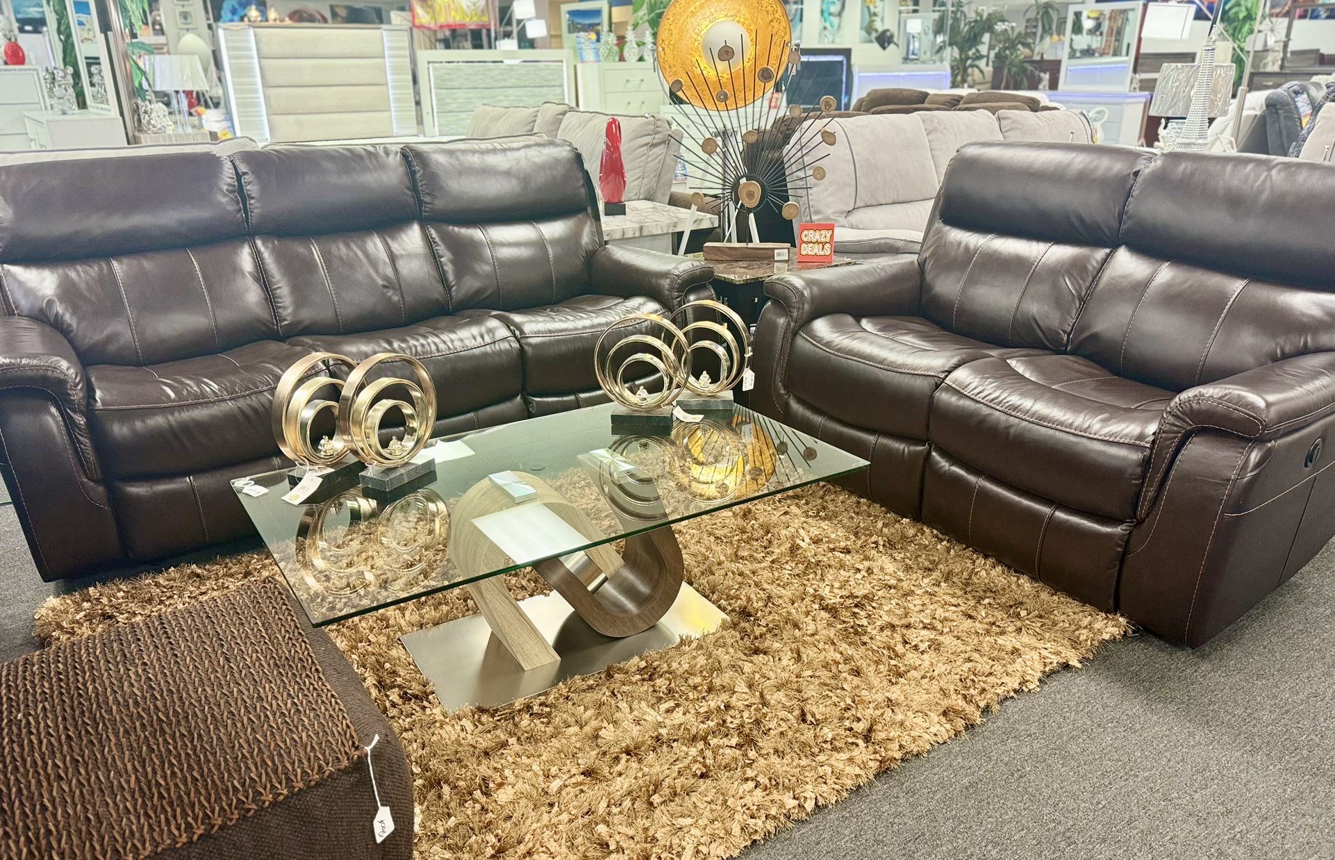 Weekend Pre Sale Now💥Beautiful Chocolate Leather Power Reclining Sofa&Loveseat $1699💥