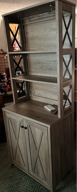 Tall wine/wine glass kitchen /living room cabinet with lights