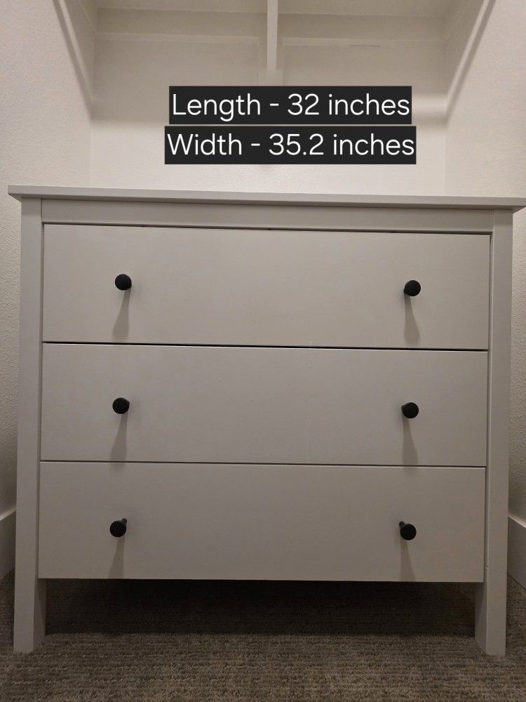 White Dresser With 3 Drawers