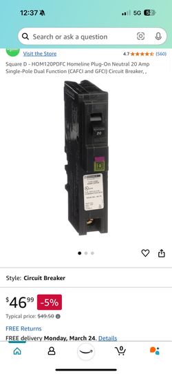 Square D Hom120PDFC Breaker