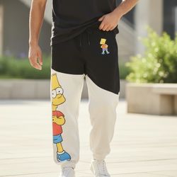 BART Simpson Sweat Pants Men’s Size Large Color Block Problem Child Jogger