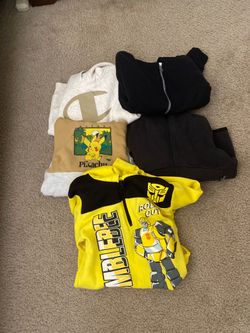 Assorted hoodies pikachu, bumblebee and black very good condition