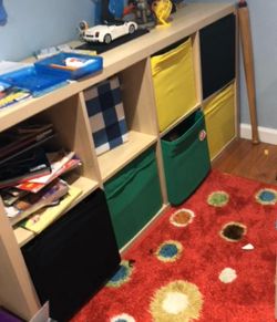 IKEA Kallax Shelf Unit with Fabric Bins (like new)