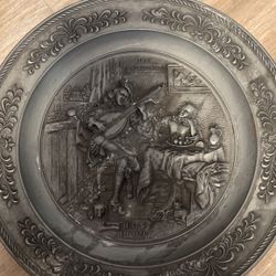 VINTAGE GERMAN PEWTER CELEBRATING HENDRICK M SORGH 1611-1670 WALL HANGING PLATE