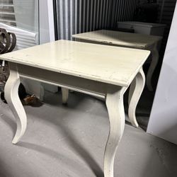 Solid Wood Off-White End Tables 25x18