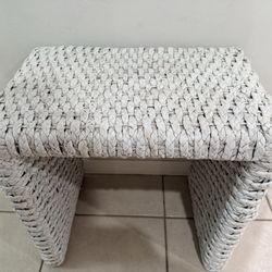 White braided jute waterfall end table vintage