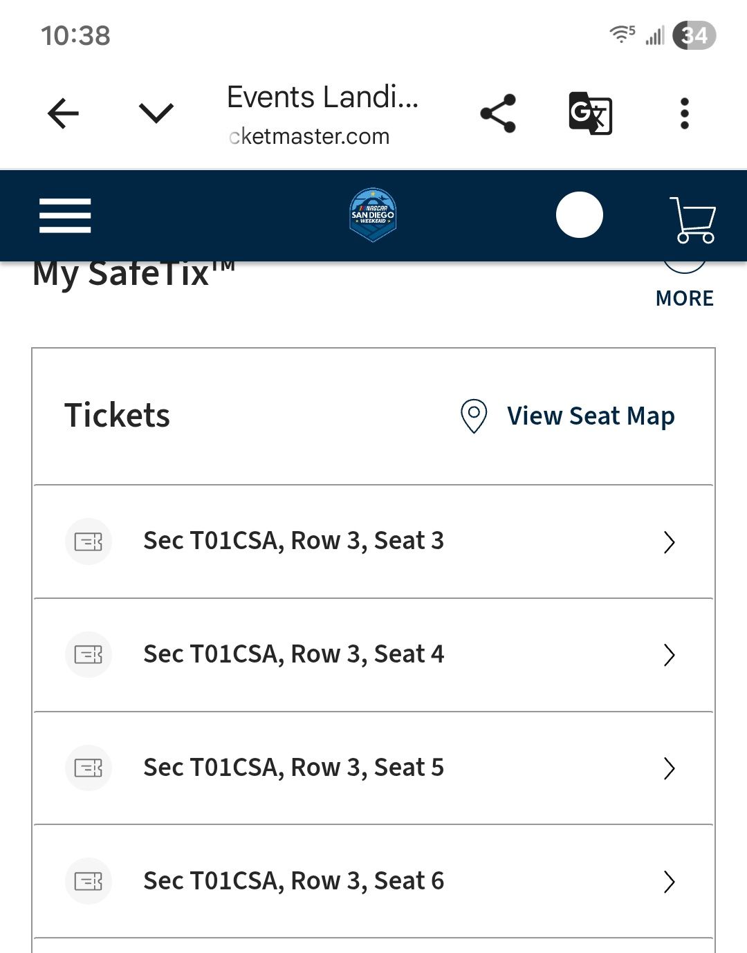 (4) Nascar Saturday Coronado Tickets