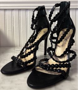 Jessica Simpson Black studded strappy size 6 Heels