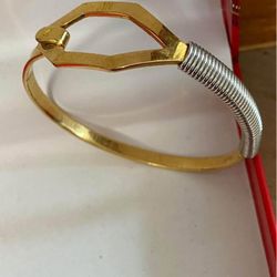 Pulsera Caña Laminada Gold Filled Adornos Muelle Joya Antigua 