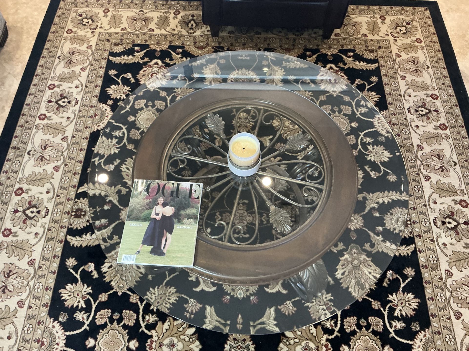 Ornate Glass & Metal Coffee Table 