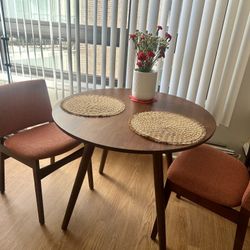 Mid-Century Modern Dining Set: Table + 2 Chairs | Gently Used  & Compact