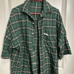 Green plaid shirt (size:XL)