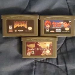 Doom, Metal Slug Advance, And Van Helsing GBA Gameboy Advance Video Game Cartridge 