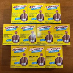 Lot of 10 Aspercreme Lidocaine Pain Relief XL Patches for Back, Neck, Arm Pain