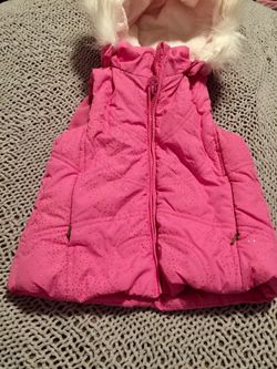 VGUC 3T Pink Sparkle Children’s Place Puffer Vest w/ Removable Fur Vest