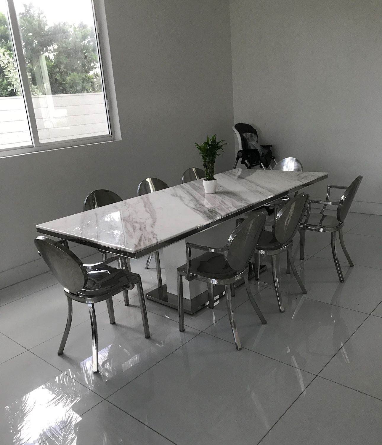 Modani White Marble Dining Table