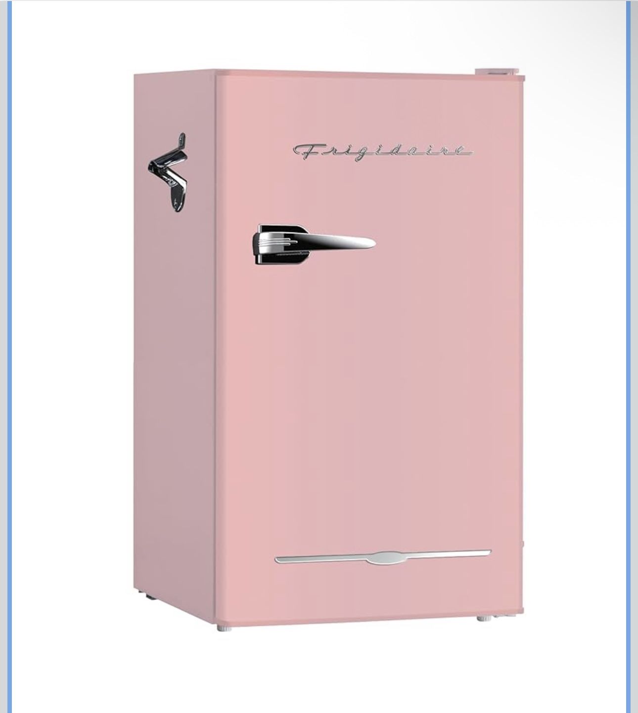Frigidaire EFR376 Retro Bar Fridge Refrigerator with Side Bottle Opener, 3.2 cu. Ft, Pink/Coral