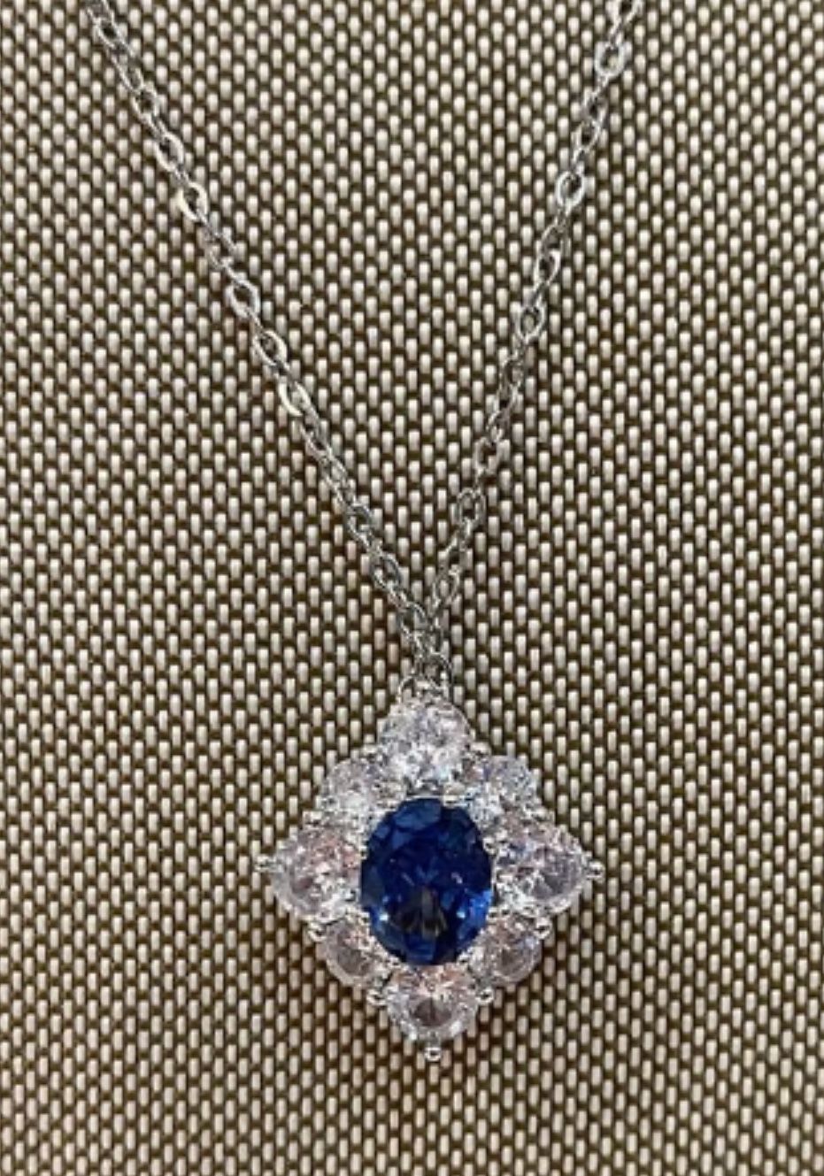 Blue Cubic Zirconia Pendant, 925
