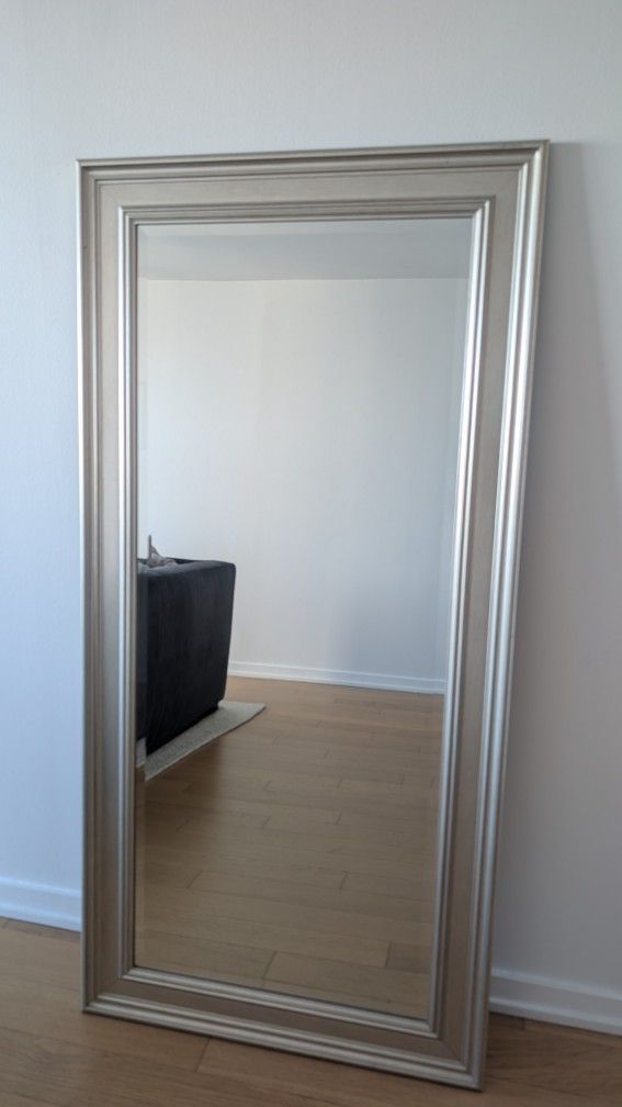Large Full Length Floor Mirror – Silver Frame