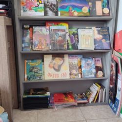 Gray Bookstand Book Display Shelf Wood 48x36x7.5"