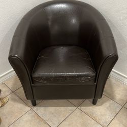 Accent Chair Brown Faux Leather- USED