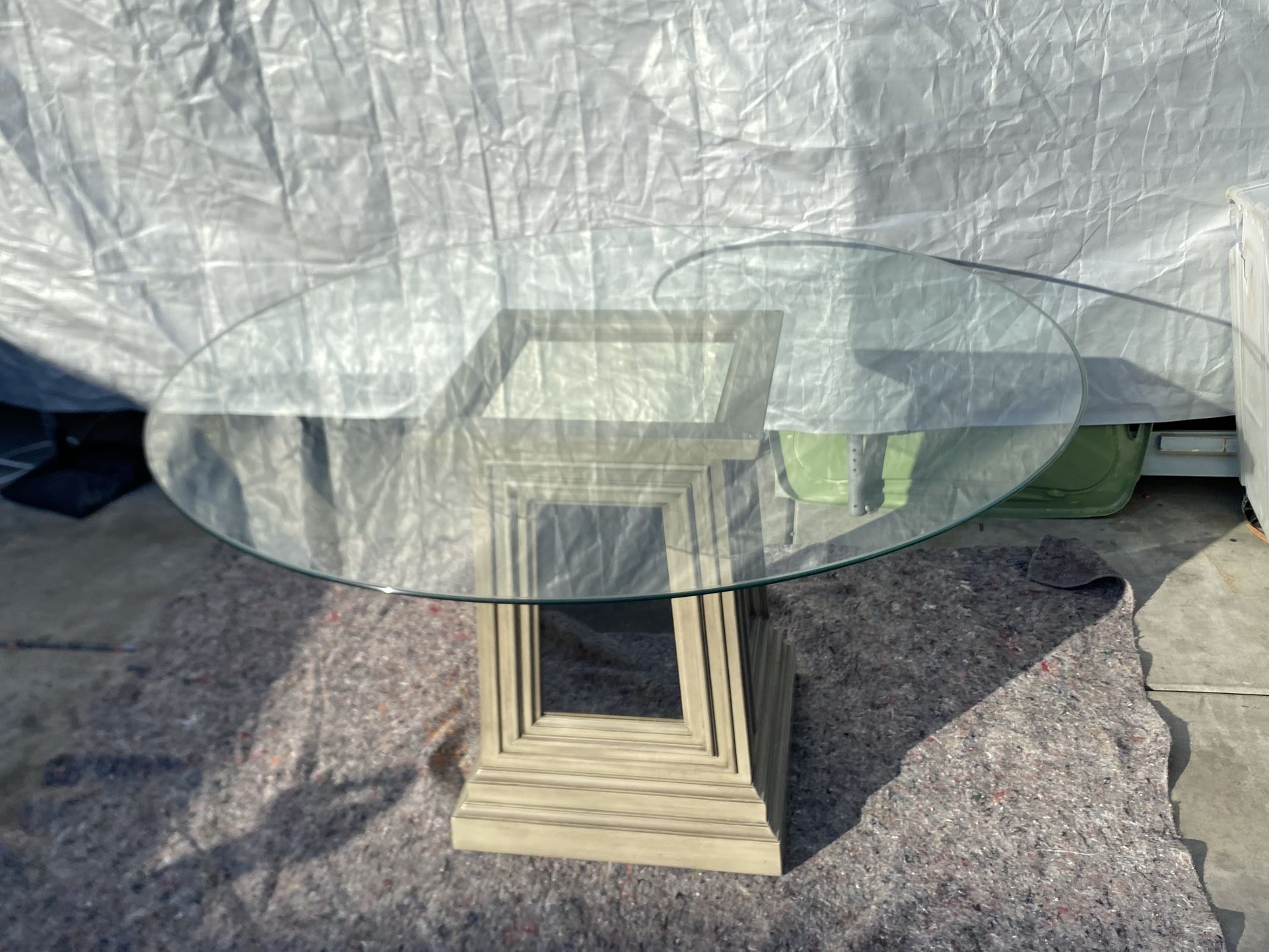 Fulton Dining Table antique mirror insets on all four sides, framed