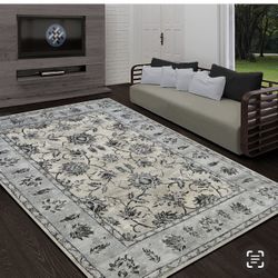 8/10 Brand New Floral Champagne Color Rug Carpet 