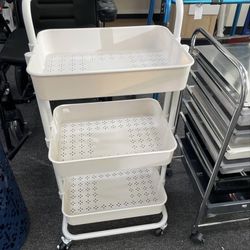 New 3-Tier Rolling Craft Cart with Handle, White – Mobile Storage Organizer Trolley for Office, Art