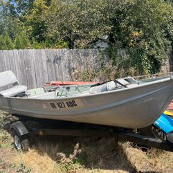 12’ Aluminum Boat With Trailer & 9hr Motor