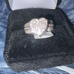 Diamond Heart Shape Ring Size 7