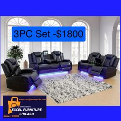 💥DELIVERY FREE💥Brand New 3PC Reclining Sofa Loveseat Chair Set 