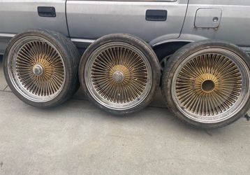 100-Spoke Wire Wheels with Tires – Set of 3