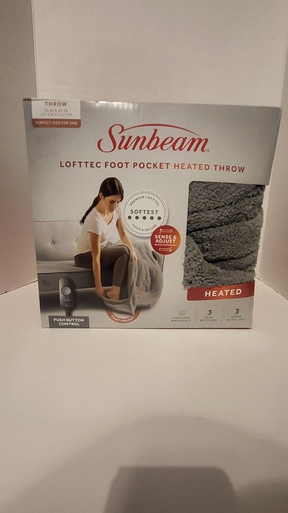 Sunbeam Blanket Loft Foot Pocket Heated Throw